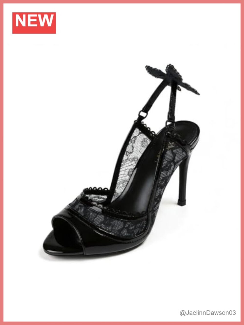 EclipseEve Black Lace Butterfly Slingback Heels 3.54 Inch Peep Toe Stiletto